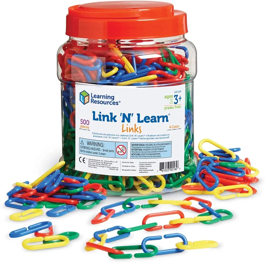 Learning Resources Link 'N' Learn Links - 500 Pieces, Ages 3+, Preschool Learning Supplies, Toddler Learning Toys, Back to School Supplies,Teacher Supplies