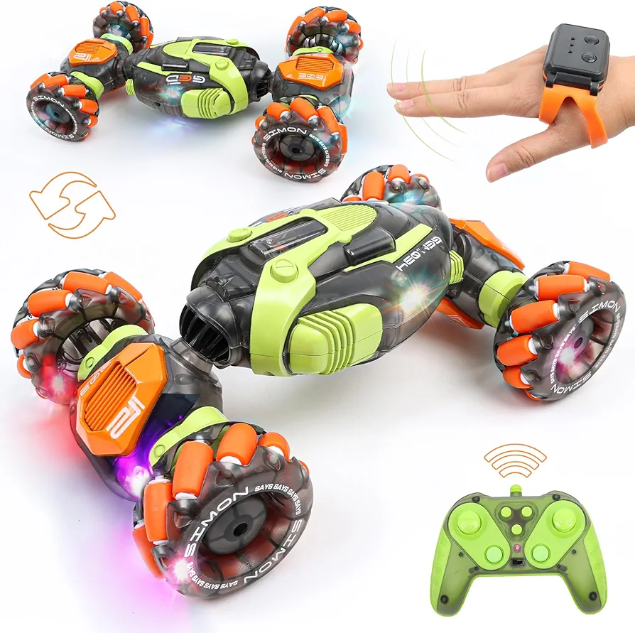 RC Gesture Control Stunt Car for Kids 5-7 6-12 8 9 10 11 Years Old Boys and Girls with Light & Music, 4WD, 360° Rotating, 2.4Ghz Remote Control Car Toys and Controlled by Hand