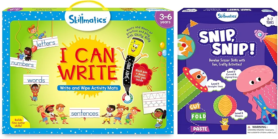 Skillmatics I Can Write & Snip, Snip Bundle, Preschool Activity Kits, Gifts for Toddlers, Girls & Boys Ages 3, 4, 5, 6, 7, Travel Toys