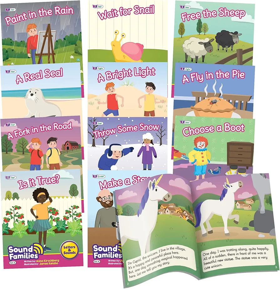 Junior Learning Decodable Readers Sound Families Long Vowel Fiction Phase 5.5, Learn to Read, Easy decodable Texts, with 12 Books, for Ages 5+, Grade K