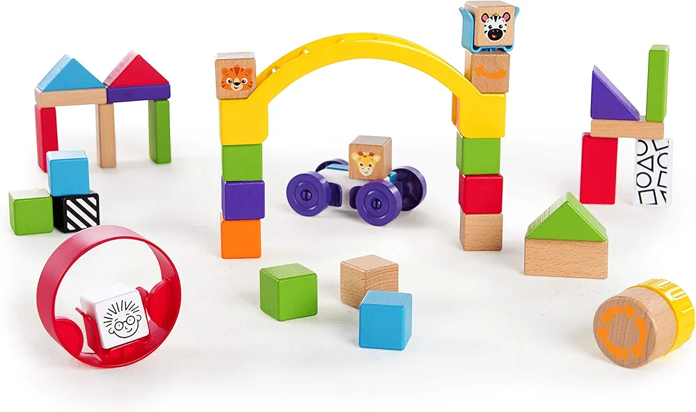 Baby Einstein Curious Creator Kit Wooden Blocks Discovery 40 Piece Toy Set, Ages 12 months +