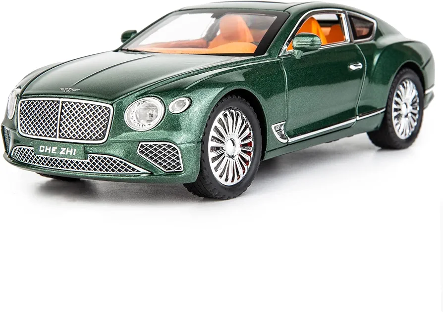 Toy Car Compatible for 1/24 Bentley Continental GT Model Car Alloy Diecast Collectible Pull Back Car Toy Door Can Be Opened for Boys Girls Gift(Green)