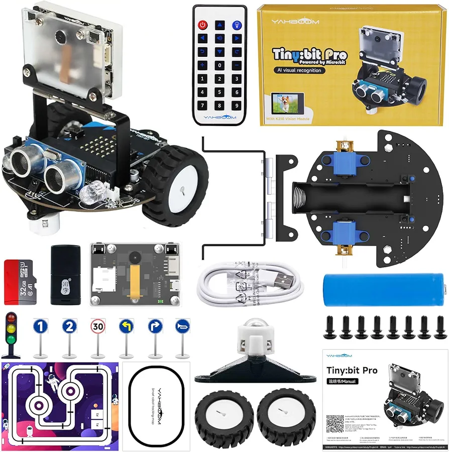 Yahboom Smart Robot Kit STEM Projects for Kids Learn to Code Intelligent and Educational Toy Robotic Kit for Microbit Learner for 8+ kids (Tinybit-pro Expansion Kit without V2)