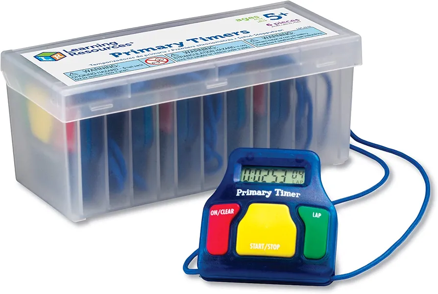 Learning Resources Primary Timers, Classroom Experiment, 1-Minute Functions, Set of 6, Ages 5+