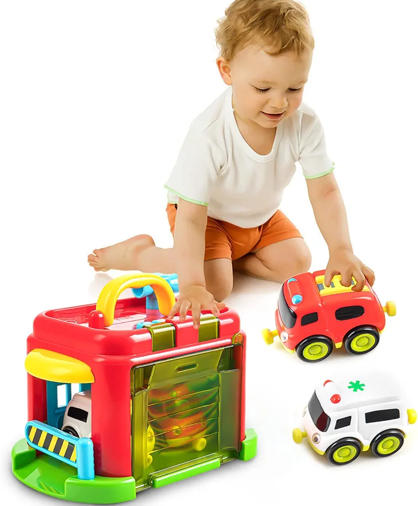 Children's Fire Rescue Center Toy Set - Includes Fire Truck, Ambulance and Station Scene Take-Around City Emergency Center Toy for Baby 18 Months + Party Birthday Gift