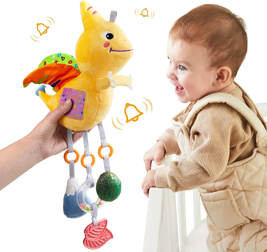 TUMAMA Dinosaur Hanging Rattle Toy, Car Seat Stroller Crib Mobile Toy for 3 6 9 12 Months Boys, Girls Newborn Infants Toddlers