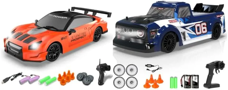 RACENT RC Drift Car with Racing and Drifting Wheels, 2 Rechargeable Batteries, Perfect Toy Gift for Boys, Girls, Kids