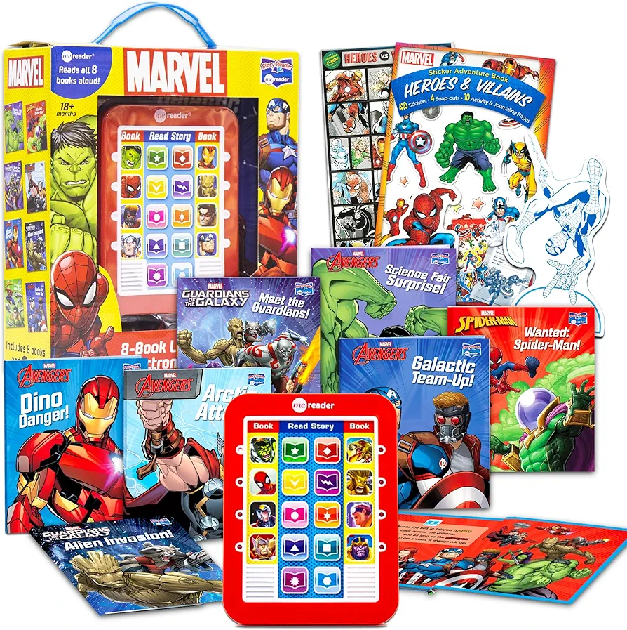 Marvel Superheroes Me Reader Electronic Reader 8 Book Bundle ~ Marvel Avengers Books for Toddlers, Kids Featuring Iron Man, Hulk, Spiderman, and More with Stickers (Marvel Learning Toys)