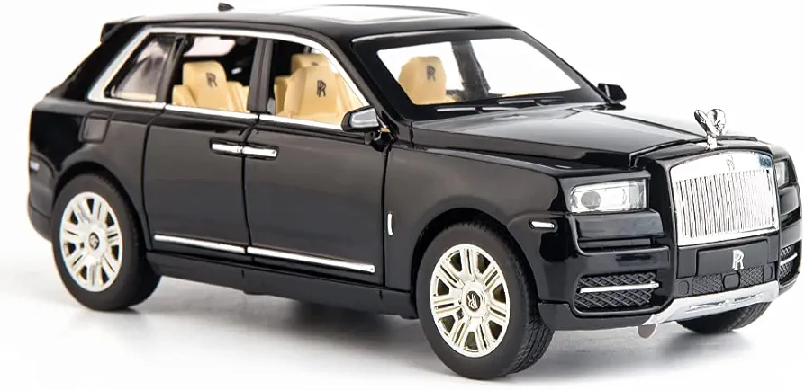 BDTCTK 1/24 Scale Rolls-Royce Cullinan SUV Model Car Toy, Zinc Alloy Pull Back Toy diecast Cars with Sound and Light for Kids Boy Girl Gift(Black)