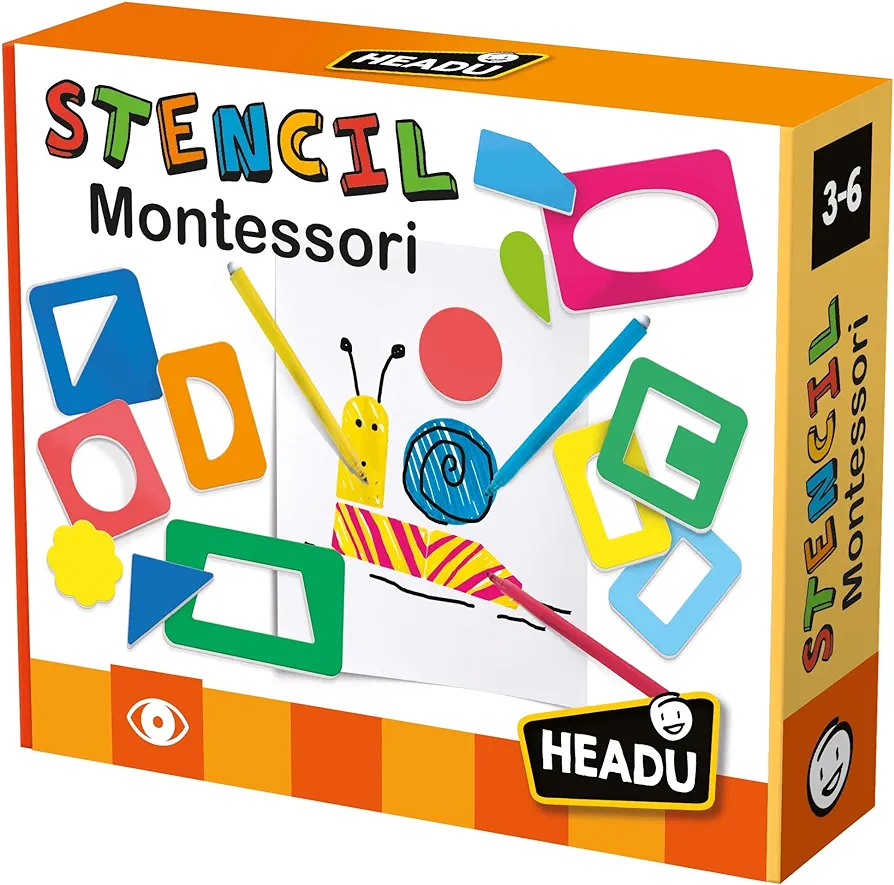 Headu Stencil Montessori, Educational Toys for Boys and Girls Ages 3-6 Years Old, Preschool Learning Toys, Teacher Homeschool Supplies, Birthday