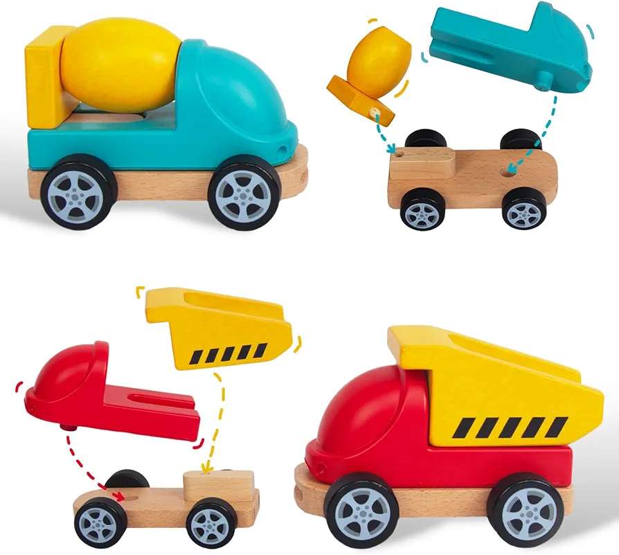 Baby Construction Truck Toys, 2 Pcs Baby Vehicle Toys Hand Push Car Toys for 1 2 3 Year Old Boys Girls