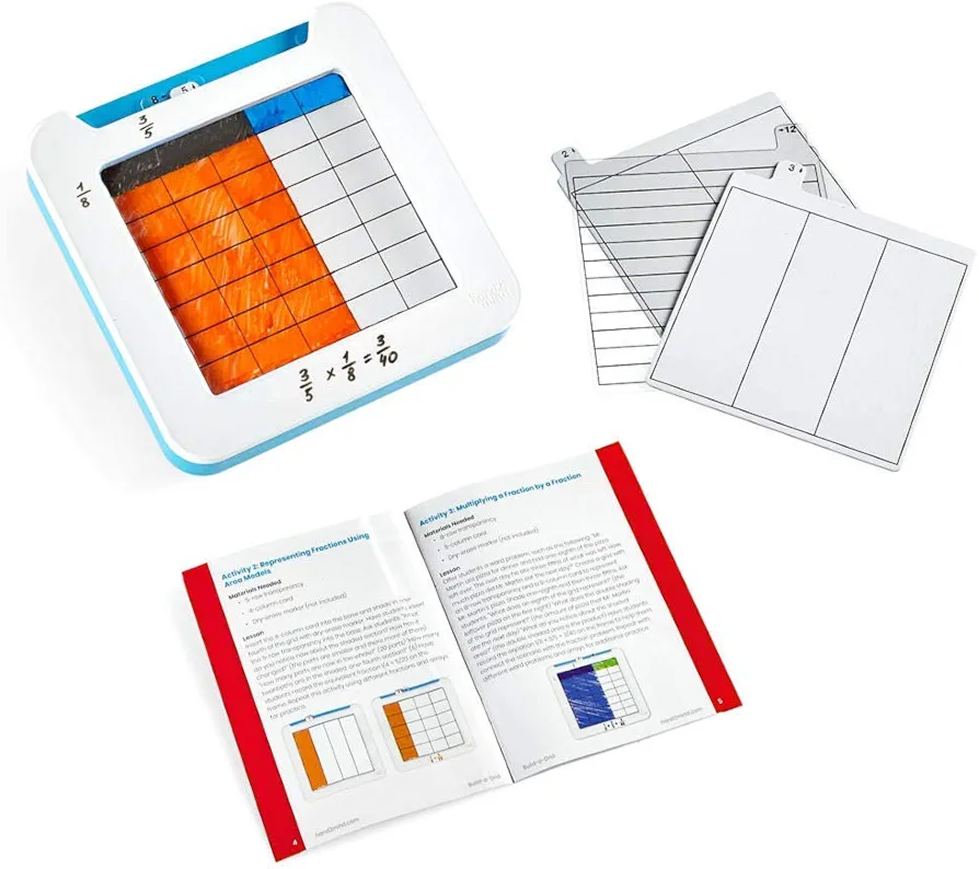 hand2mind Build-A-Grid, Dry Erase Multiplication, 3rd Grade Math, Multiplication Manipulatives, Fraction Manipulatives, Multiplication Game, Montessori Math, Homeschool Supplies (Set of 4)