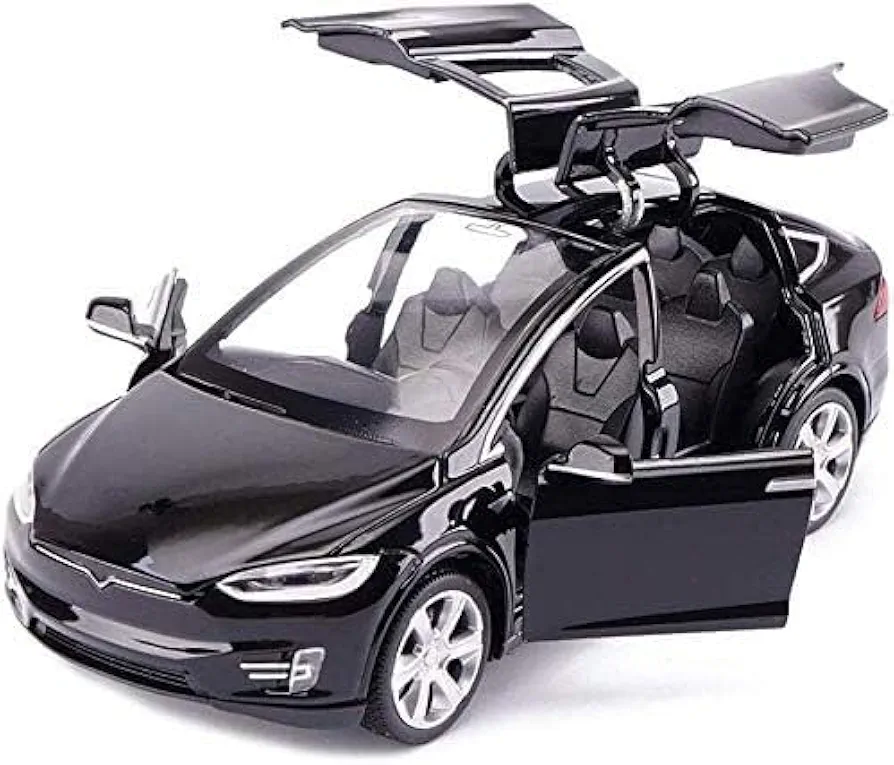 Model X Toy Car, 1:32 Zinc Alloy Diecast Car Toys for Kids, Pull Back Collectible Vehicle Toy Door Opening Scale Car Model with Sound and Light, Birthday Gift for Boys Girls 3+ Years Old