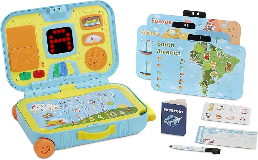 Little Tikes Learning Activity Suitcase Roll and Go Interactive LCD Screen w/Music Songs Sounds Travel Phrases, Learn Letters Numbers Shapes, Gift for Preschool Kids, Toys for Boys Girls Ages 3 4 5+