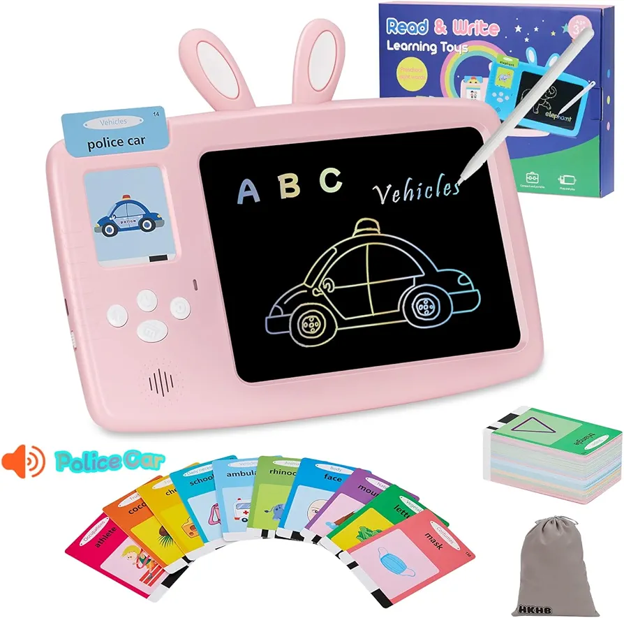 Talking Flash Cards with LCD Writing Drawing Tablet, 224 Sight Words Educational Montessori Learning Toy for 3 4 5 6 7 Year Olds Kids Boys Girls, Autism Speech Therapy Gift for Autistic Children