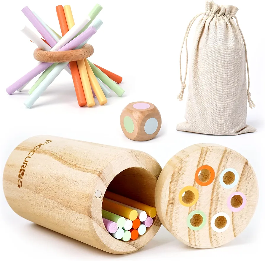 Montessori Toys for Toddlers 1-3,Fine Motor Skills Toys for Toddlers 1-3,Educational Toys for Baby 3-12 Months,Wooden Kids Sensory Sticks Suitable for Birthday Gifts