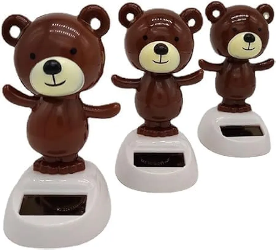 Brown Solar Dancing Bear Toy Solar Powered Dancing Figurine Car Dashboard Decor, Bobbling Head Bear Toys Shaking Head Dolls Solar Power Kits,Learning and Education, Toys and Games