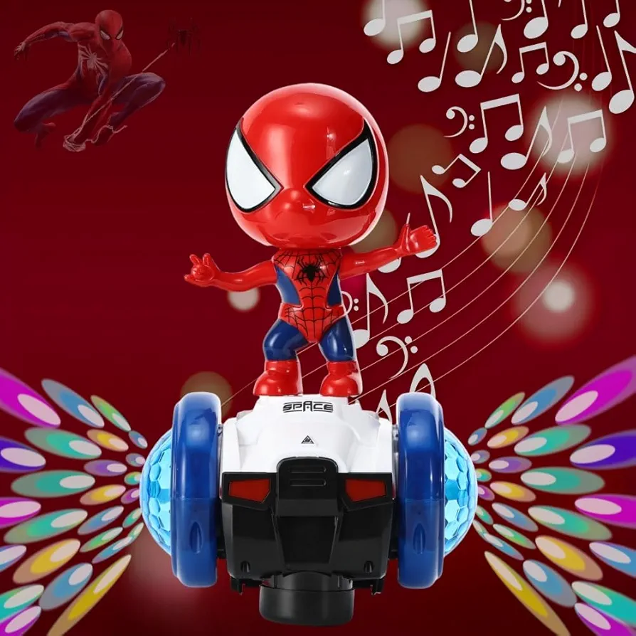 Dancing Spider Superhero Robot Toys for Kids,Spin Interactive Electric Robot Walking Car Toy with Colorful Lights and Music,Educational Birthday Gift Toys for Toddlers Boys Girl