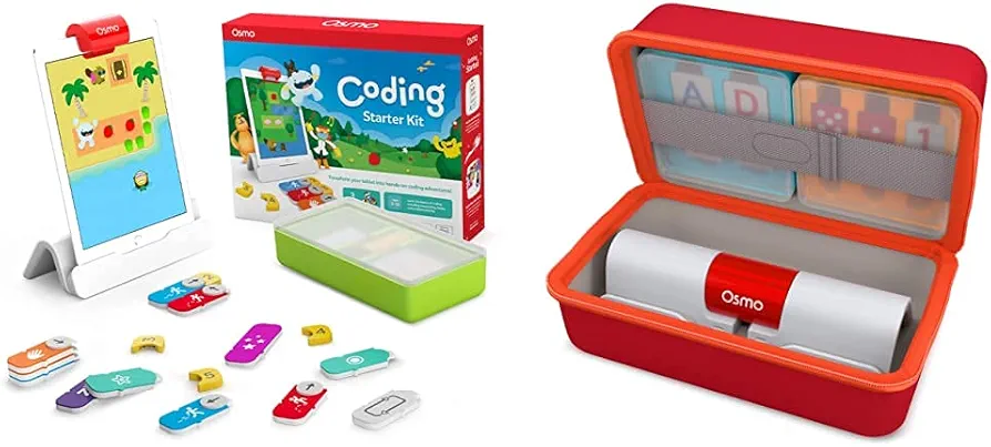 Osmo - Coding Starter Kit Plus Small Storage Case for iPad - 3 Educational Learning Games - Ages 5-10+ - Learn to Code, Coding Basics & Coding Puzzles - STEM Toy iPad Base Included