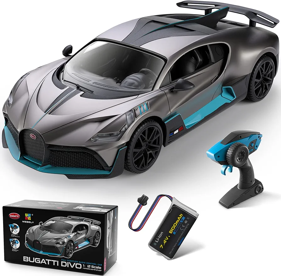 MIEBELY Remote Control Car, Bugatti Divo 1/12 Scale Rc Cars 12Km/h, 2.4Ghz Licensed Model Car 7.4V 900mAh Toy Car Headlight for Adults Boys Girls Age 6-12 Years Birthday Ideas Gift