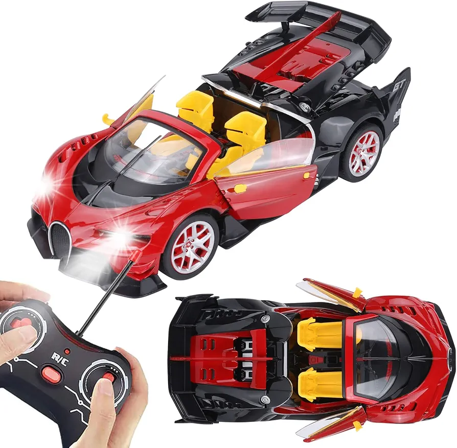 1:14 Scale Remote Control Sport Car for Boys Girls with Lights and Sounds, High Speed RC Model Car for Kids