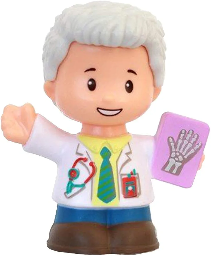 Replacement Part for Little People Community Helpers Playset - GJP12 ~ Replacement Figure Dr. Nathan ~ White Hair ~ Holding Hand X-Ray