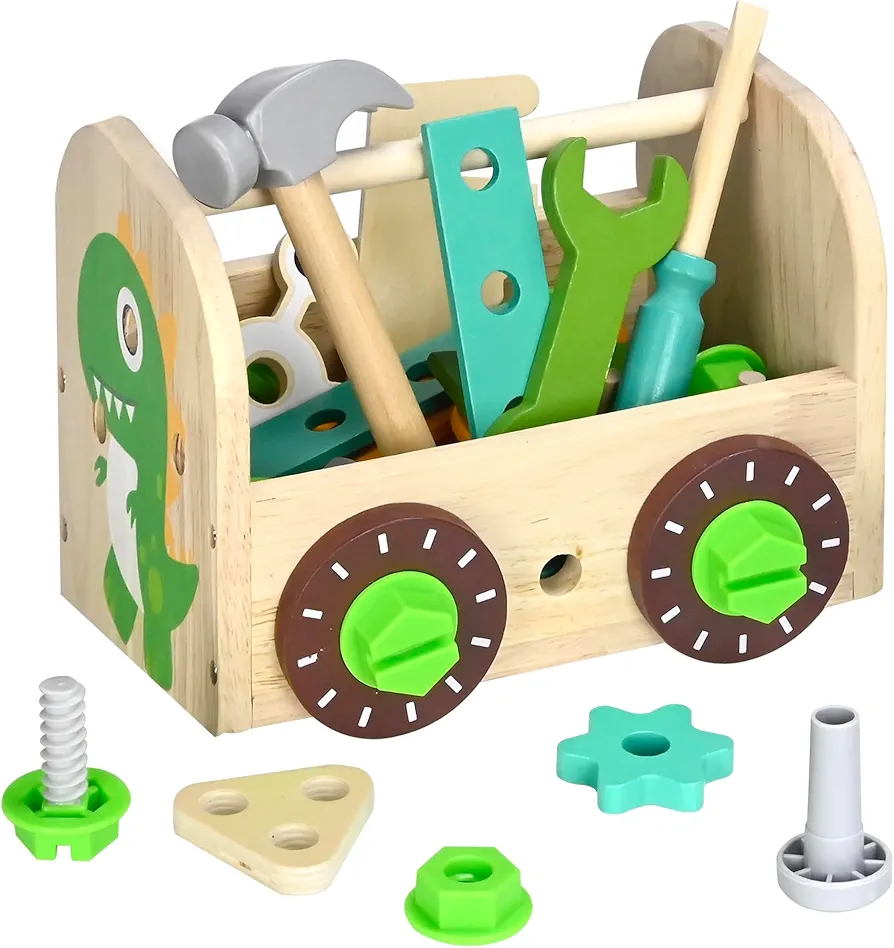 41 Pcs Wooden Tool Set Montessori STEM Toys Autism Sensory Travel Toys Preschool Learning Activities Gifts for Toddlers Boys Girls