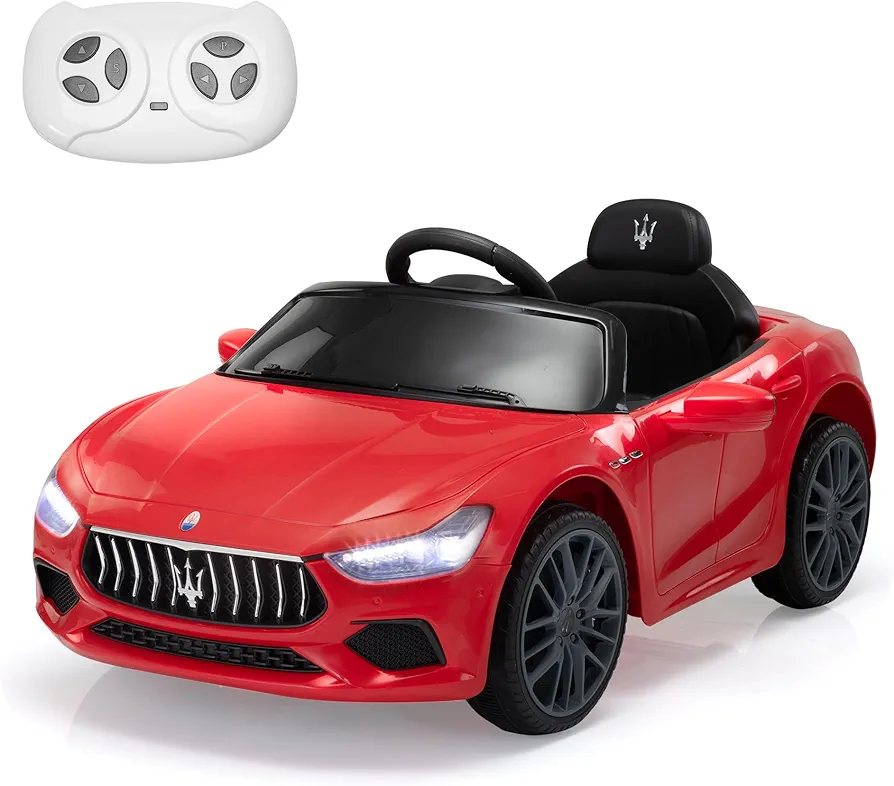 TOBBI Kids Ride on Car, 12V Licensed Maserati Ghibli, Electric Car for Boy Girl with Remote Control, 3 Speeds, Music, Bright Lights, MP3, USB, Electric Vehicle for Kids Ages 3-6 Years, Red