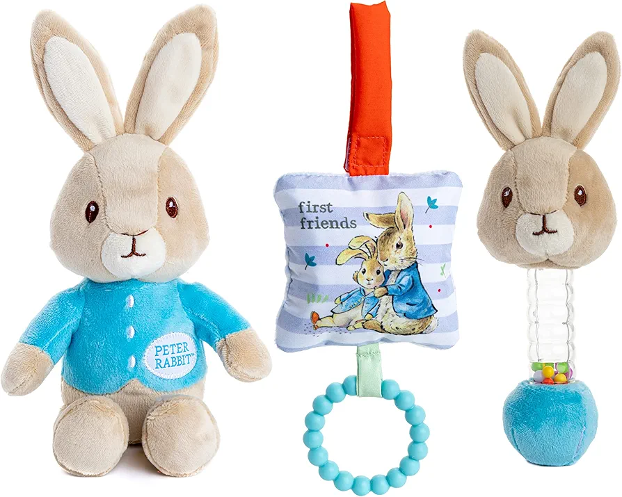 KIDS PREFERRED Beatrix Potter Peter Rabbit Gift Set with Stuffed Animal, Rattle, and Teether