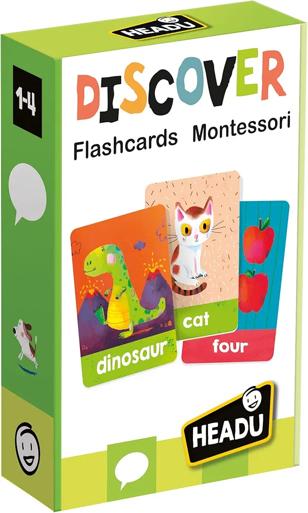 HEADU Discover Flash Cards Montessori, Educational Toys for Boys and Girls Ages 1-4 Years Old, Toddler Learning Toys, Teacher Homeschool Supplies, Birthday