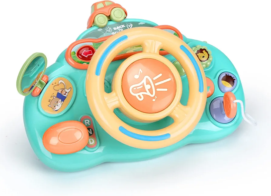 Caterbee Baby turn and learn driver steering wheel toys (Blue)