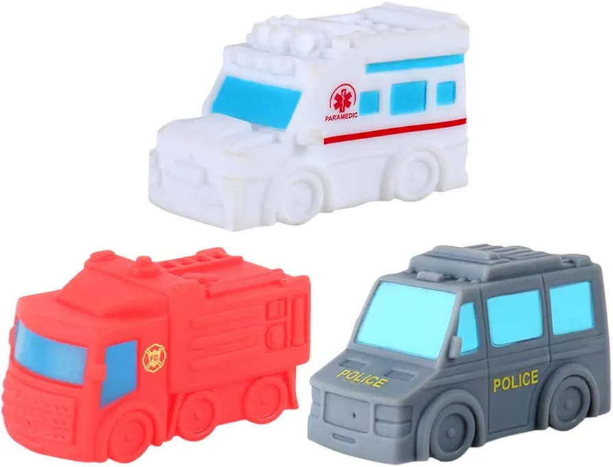 3pcs Vehicle Bath Toys Mini Police Car Fire Truck Ambulance Models Floating Cars Baby Bathtub Toys for Kids Toddles