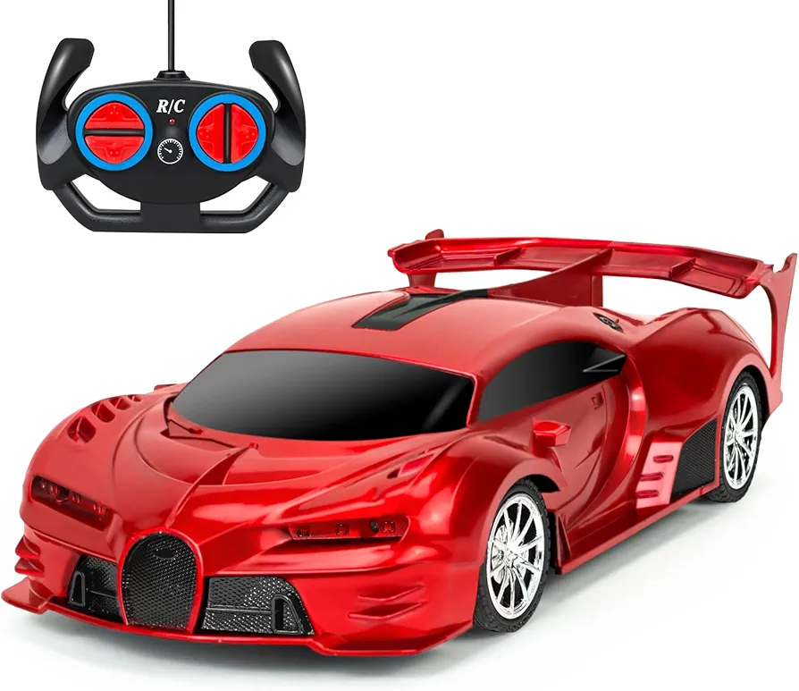 Remote Control Car for Boys Kids 5-7,1:22 Scale High Speed RC Cars Racing Car with LED Headlight,Car Toys Birthday for Boys Girls (Red)