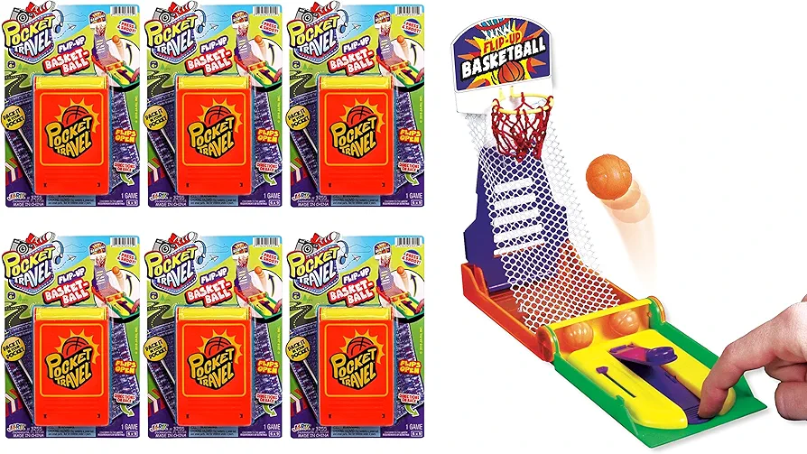 JA-RU Pocket Travel Mini Basketball Game (6 Packs) Fun Portable Hoop Shooting Sports Toys for Kids, Boys & Girls. Car Travel & Small Table Top Games. Party Favors Gifts Ideas. 3255-6s