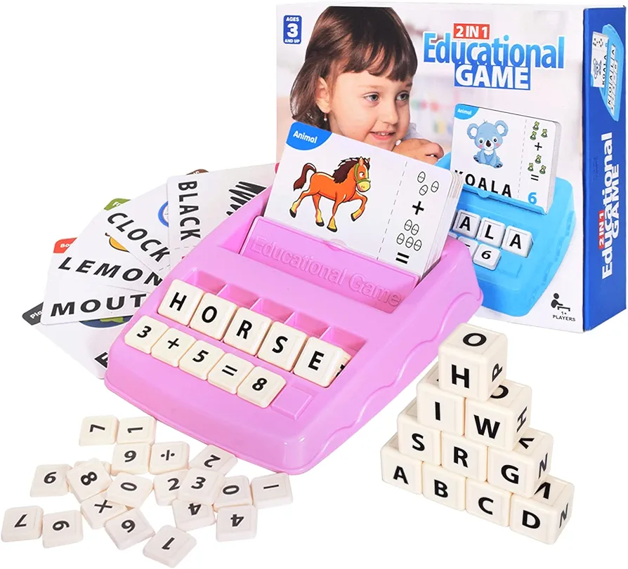 Educational Toys for Kids Ages 3-8, Matching Letter Spelling Game ABC Learning, Easter Children’s Day Halloween Xmas Birthday Party Gifts for 3 4 5 6 7 8 Year Olds Girls Pink