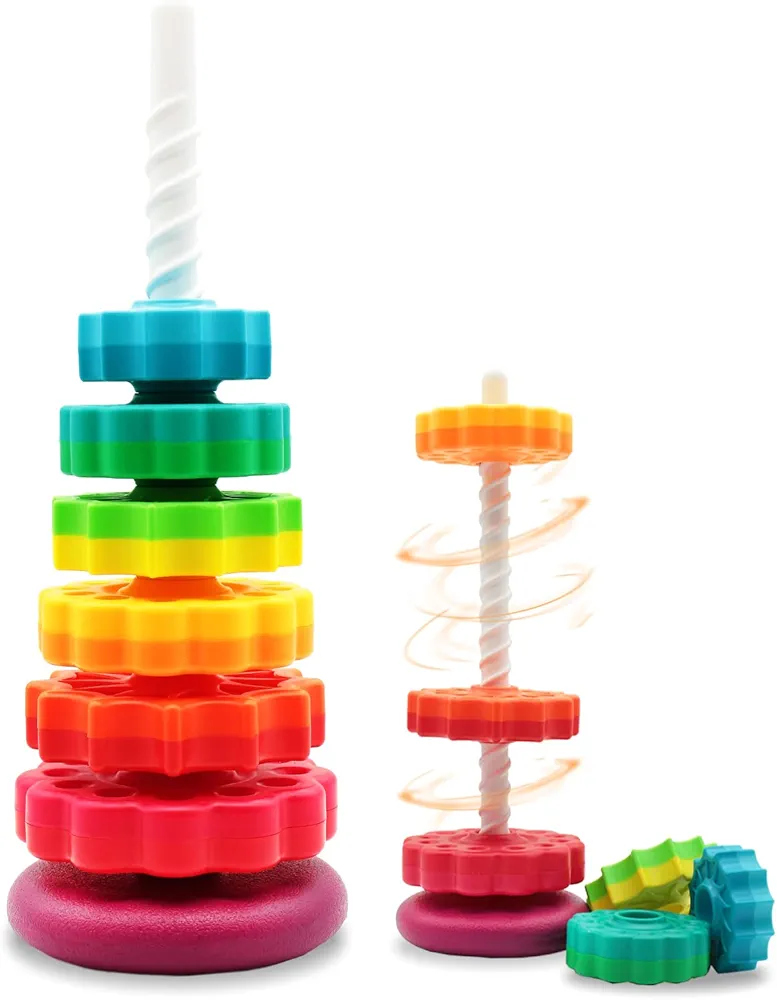 (1 PCS) Spinning Stacking Toys,Spin Toys ABS Plastic and Color Rainbow Design,Focus on Children Educational and Interactive Learning's Stack Toys, Suitable for Gifts for Boys and Girls