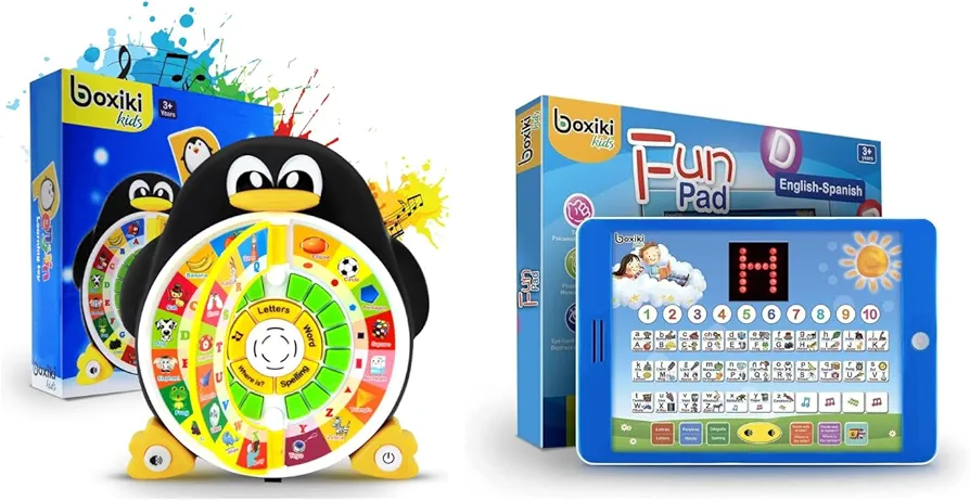 Boxiki Multilingual Learning Adventure Bundle: ABC Learning Board & Spanish-English Bilingual Tablet