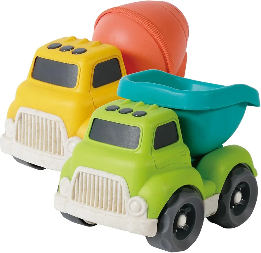 Large Dump Truck Toys for Toddlers, Sustainable Bio-Plastic Truck Children's Car Toy for 3 Years Old Indoor & Outdoor Sand Pit Sand Toy Dump Truck & Cement Mixer Vehicle for Girls and Boys