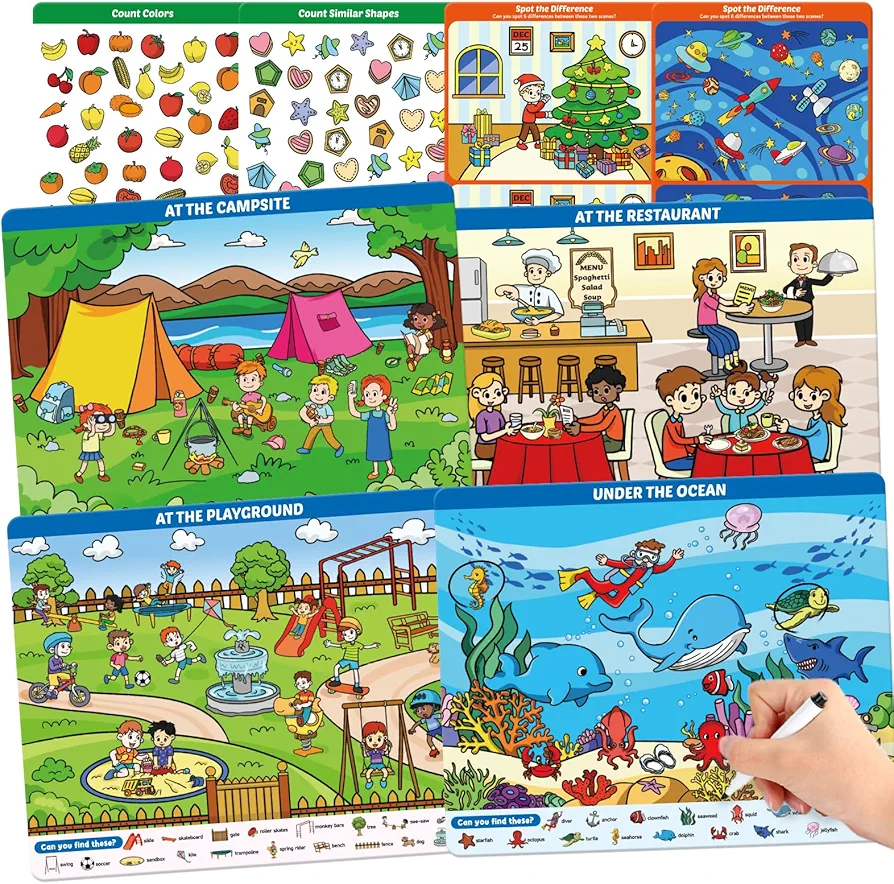 Preschool Learning Activities, Search and Find Busy Book for Toddlers, Activity Books, Spot it Games, Travel Games for Kids, Educational Toys for 3 4 5 6 Year Old Girls and Boys