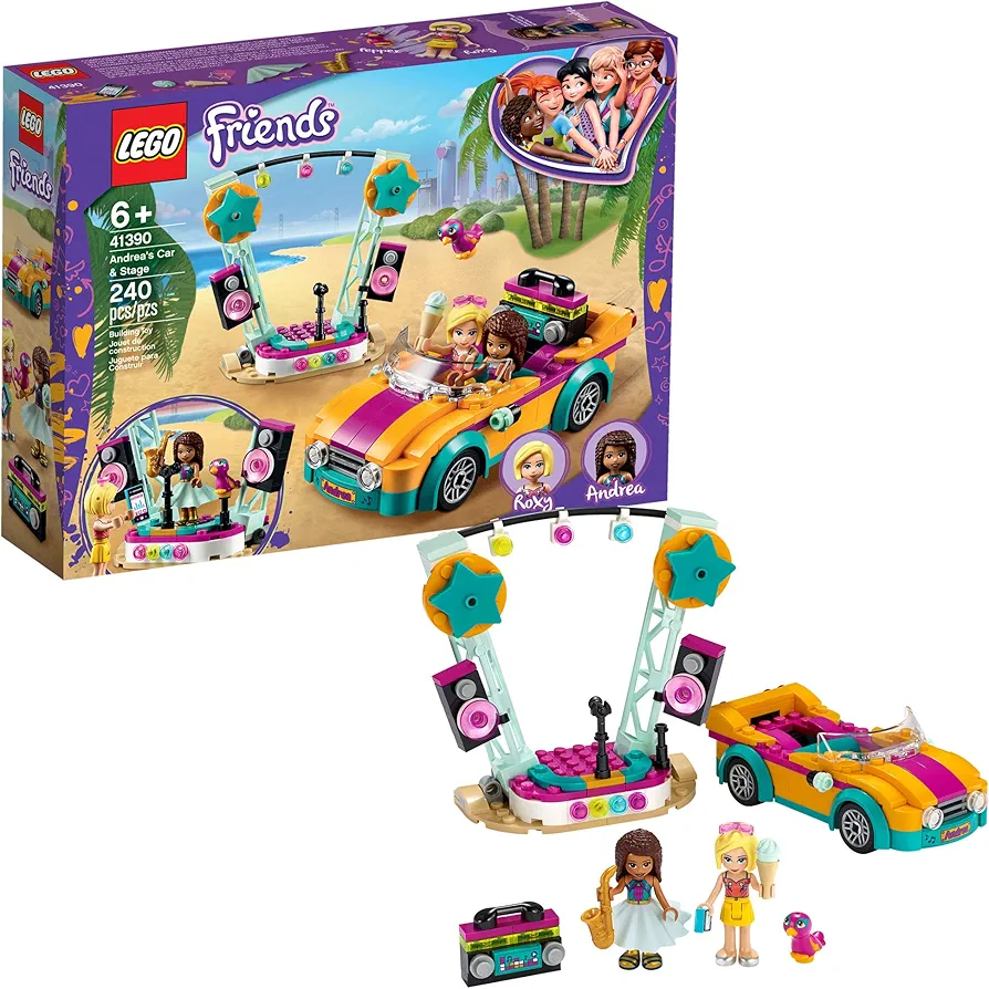 LEGO Friends Andrea’s Car & Stage Playset 41390 Building Kit, includes a Toy Car and a Toy Bird (240 Pieces)