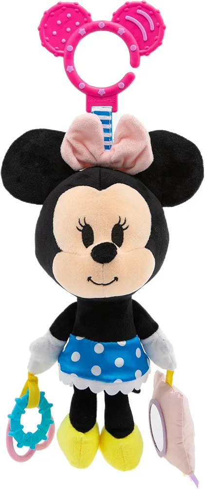 Disney Baby Minnie Mouse On The Go Activity Toy with Teething Rings, Crinkle Sounds, Mirror, and Rattle for Babies and Infants