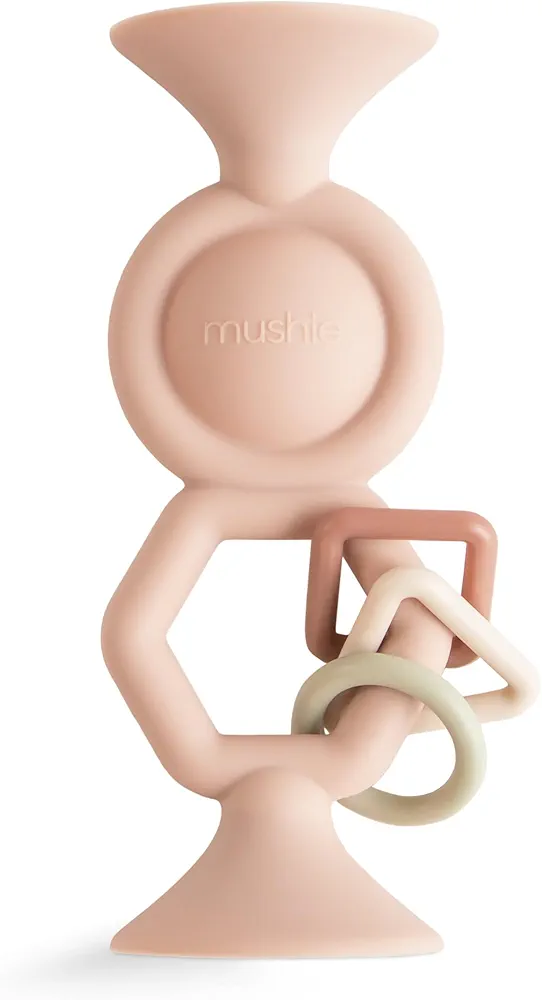 mushie HexaPop Suction Toy | Toddler Sensory Toy for Nursery and Play (Blush)