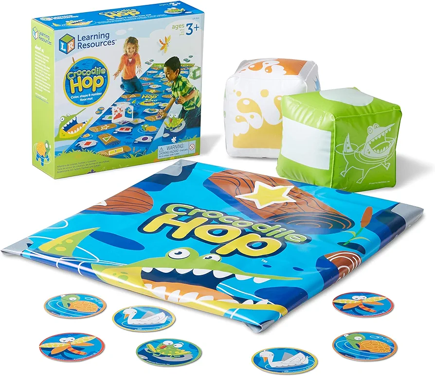 Learning Resources Crocodile Hop Floor Game - Ages 3+ Indoor Games for Toddlers, Gross Motor Skills Toys for Kids, Preschool Learning Activities