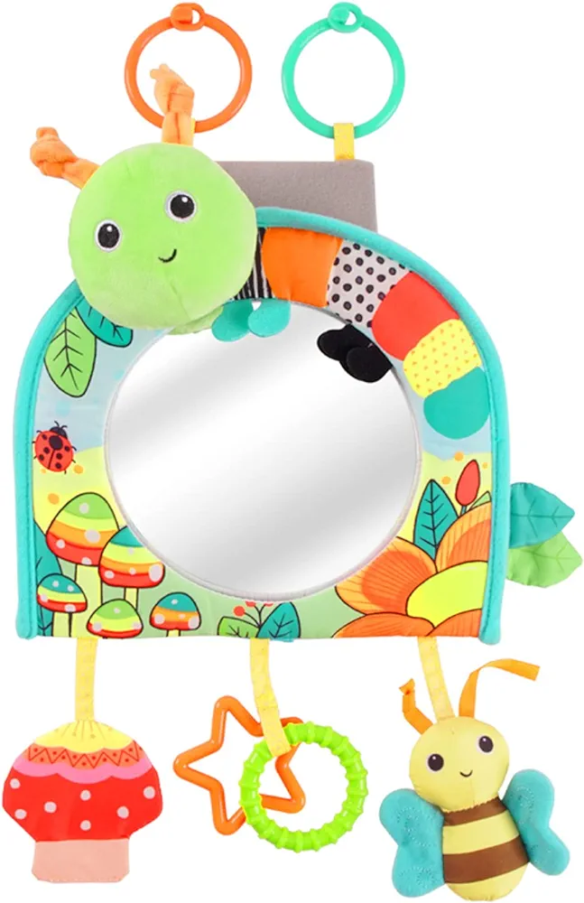 Koty Infant Car Seat Toy - Kick and Play Activity Center with Mirror, Teether and Crinkle Paper, Fun Travel Baby Toy for Rear Car Seat, Easier Drive with Newborns, Babies