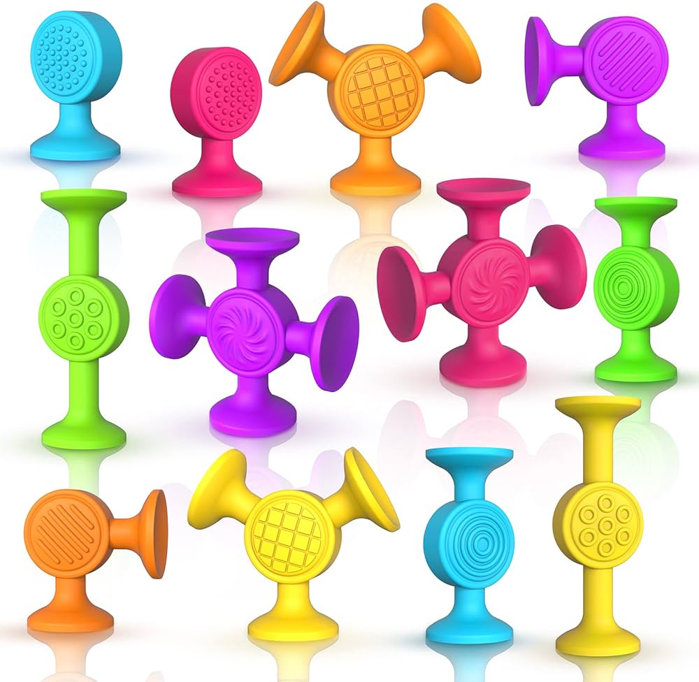 Toddlers Suction Cup Bath Toys: 12 Pcs Sensory Suction Bath Toys for Toddler, Kids Suction Fidget Toys Suction Cup Toys for Windows Travel