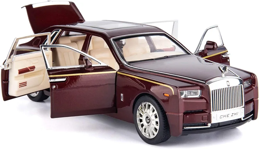 BDTCTK 1/24 Rolls-Royce Phantom Model Car,Zinc Alloy Pull Back Diecast Toy Cars with Sound and Light for Kids Boy Girl Gift(Red)