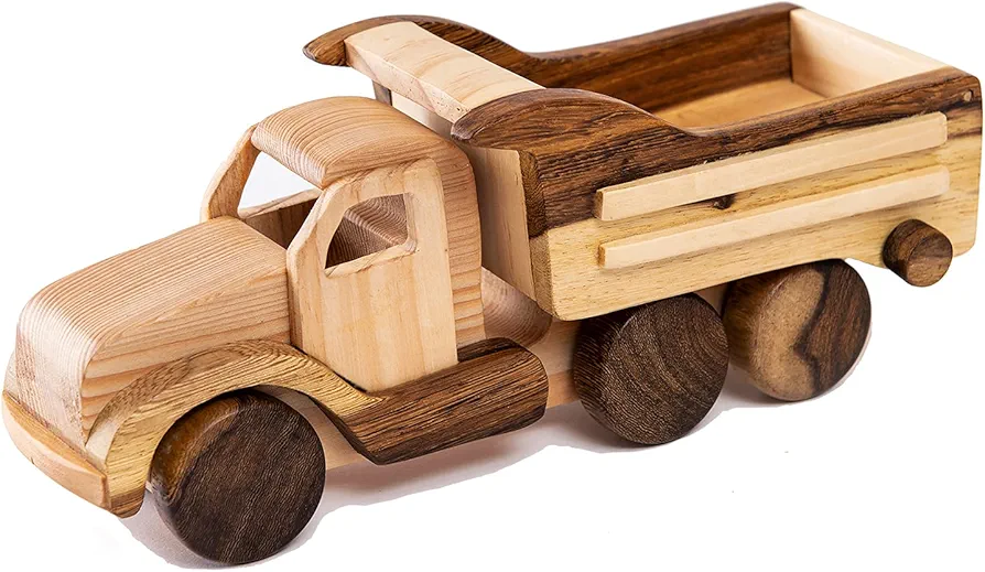 VINNY Wooden Truck Toys Car for Toddlers, Unpainted, Safe to Play, Handmade in Vietnam (Truck)