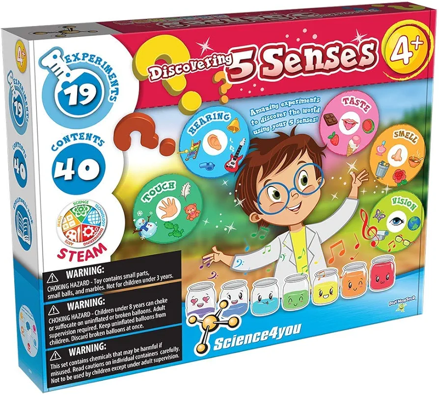 PlayMonster Science4you - 5 Senses - 19 Engaging Experiments for Children to Explore Their World - Fun, Education Activity for Kids Ages 4+