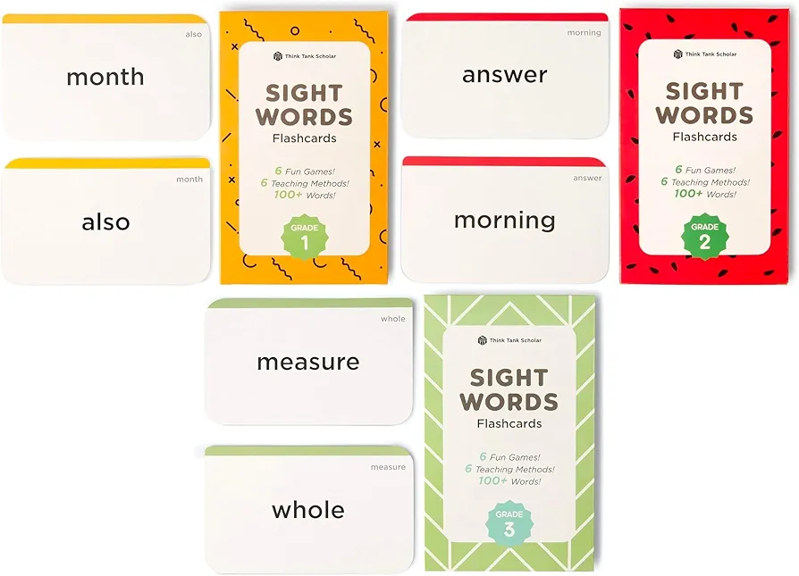 Think Tank Scholar Learn to Read: 300+ Sight Words Flash Cards (1st Grade, 2nd Grade & 3rd Grade) Pack - 100+ Dolch & Fry (High Freqency) Learning for Kids Age 5, 6, 7, 8,9 & 10+ Homeschool/Classroom