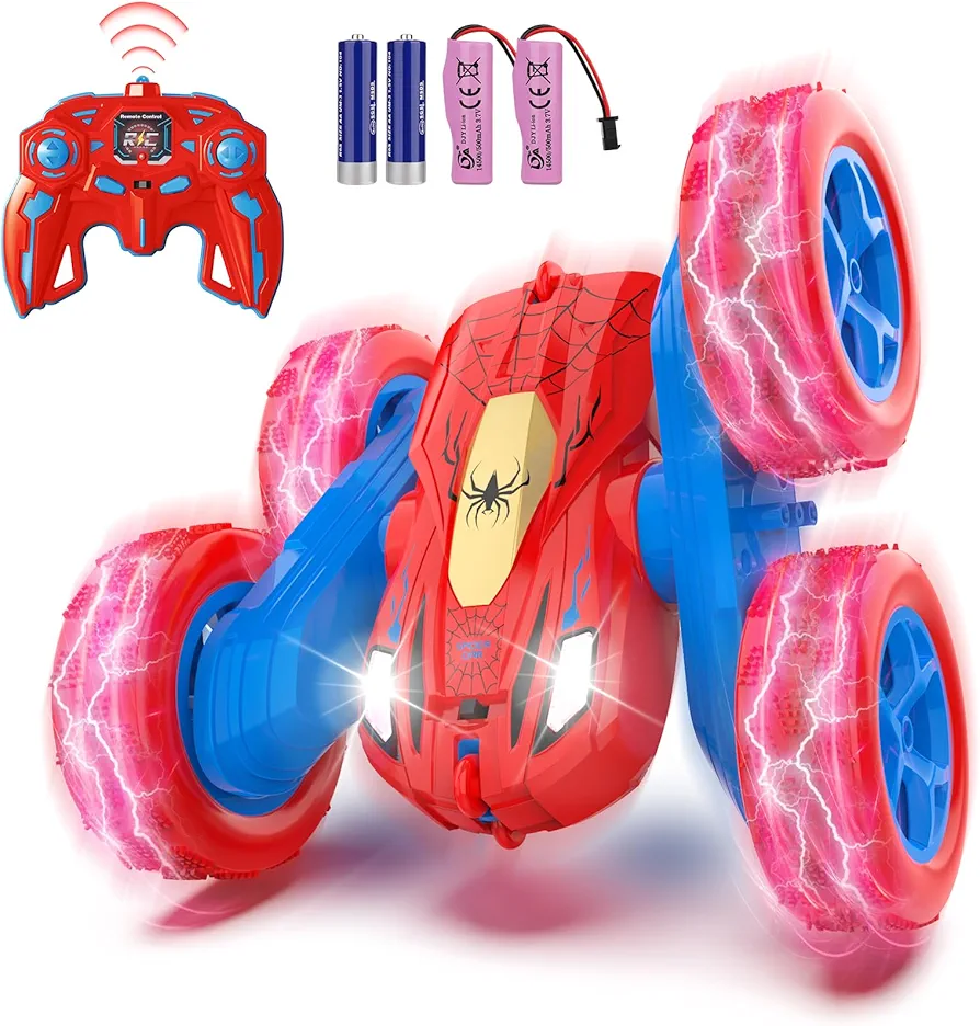 Spider Rc Cars Double Sided 4WD Off-Road, 360° Rotating Remote Control Stunt Car 2.4GHz Rechargeable Toys for Ages 6-12 Boys and Girls Birthday Xmas Gift